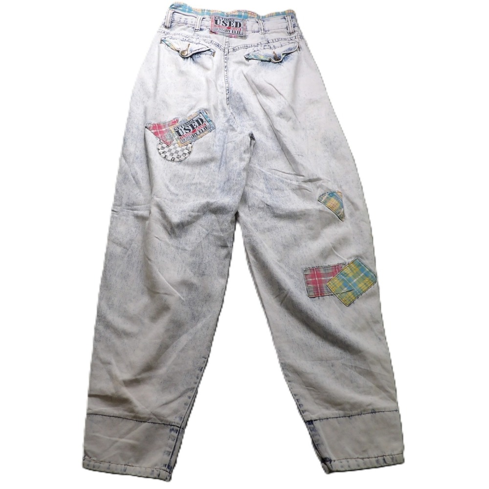 VTG 80s Get Used By Elie Women W23 L27 Acid Wash Patchwork High Rise Mom Jeans